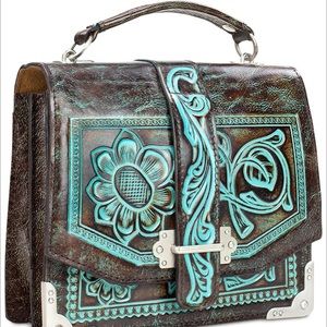 Patricia Nash Turquoise Tooled Stella Purse
